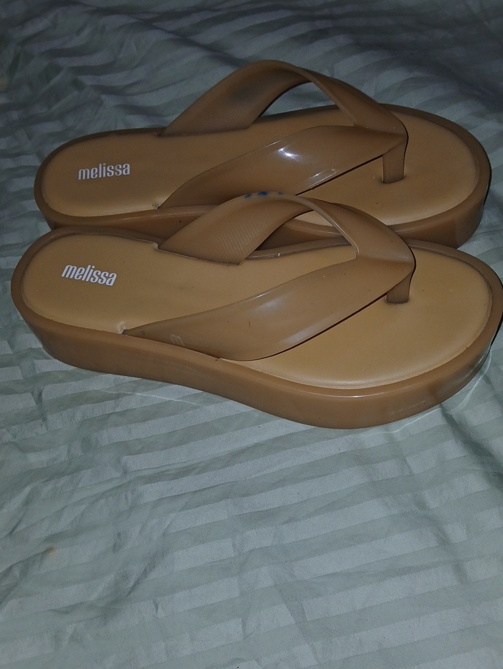 Melissa Platform Flip Flop Sandals in Tan Sz: 8